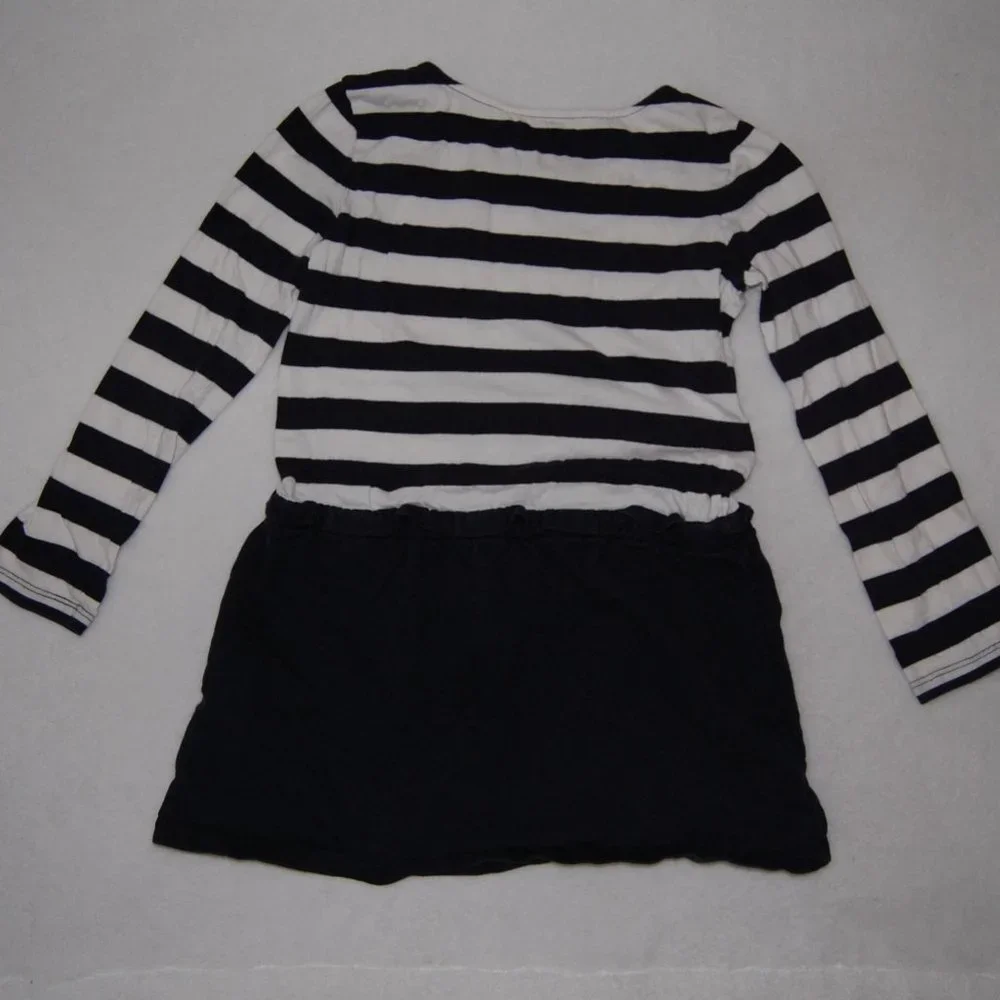 GAP Girls Size M (8) Navy-White Striped Cotton Dress, Long Sleeve